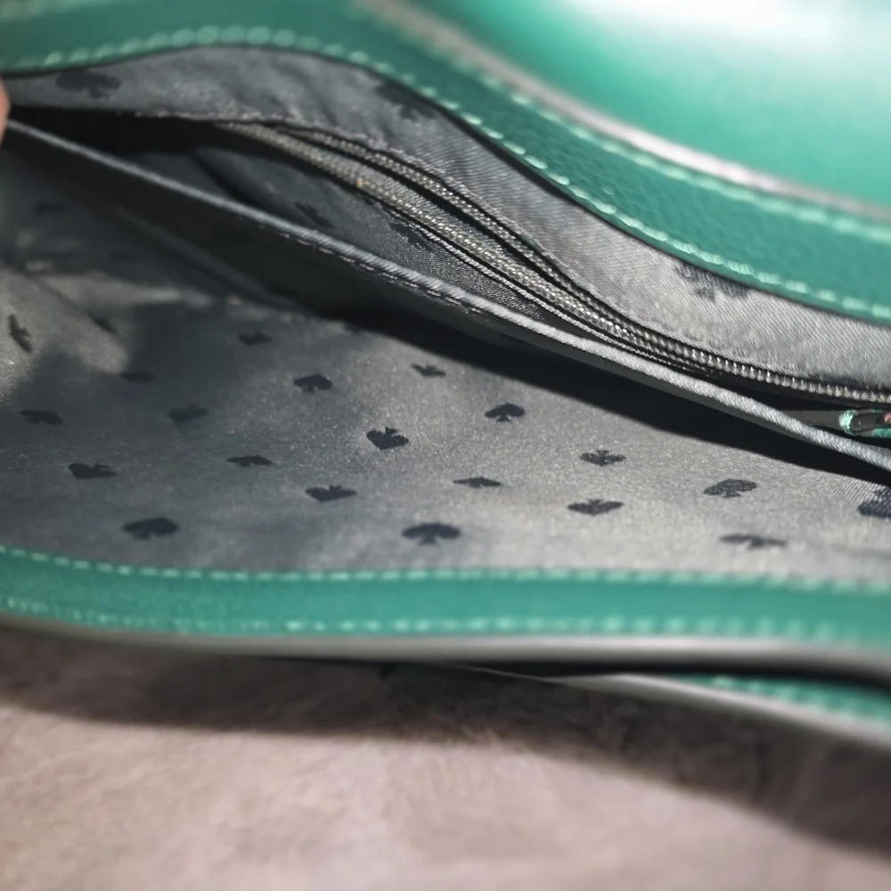 Kate Spade Blake Saddlebag Pebbled Leather Crossbody In Forest Green. Never Used - Picture 10 of 14